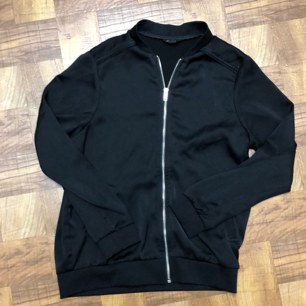 Top shop shiny bomber jacket, size 4 in black